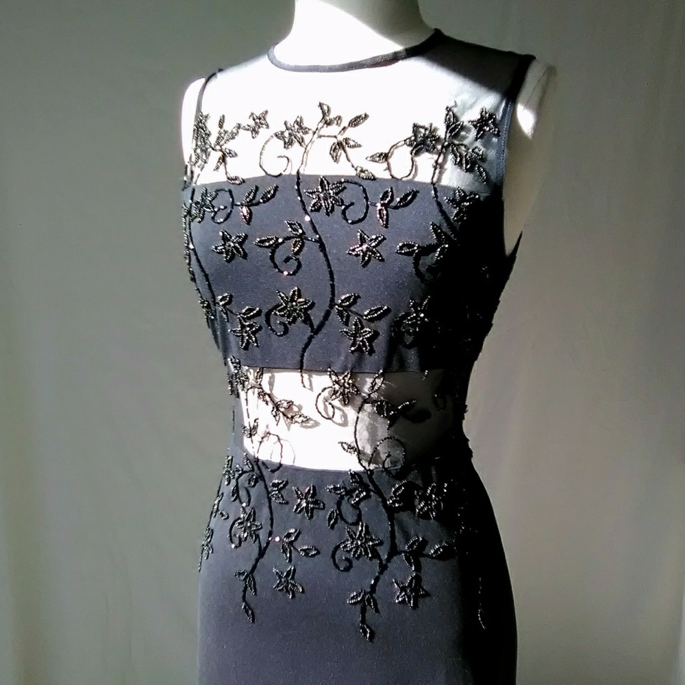 Elegant Black Embroidered Prom Dress